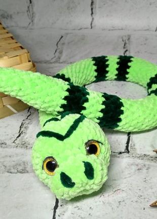 Мягкая игрушка вязаная ручной работы амигуруми змея hand made 65 cм