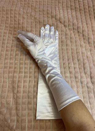 Довгі атласні/шовкові білі рукавички для вечірки/весілля/образу/оперу/плаття/для фотосесії