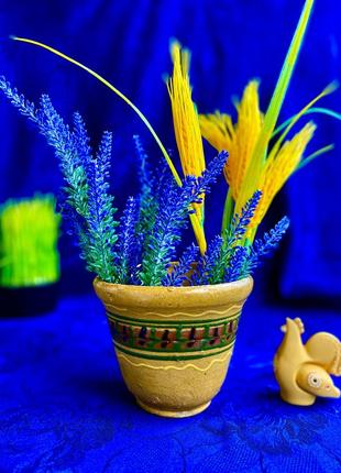 Винтаж! 🪴🌻🐦‍⬛ огнишня керамическая кашпо для цветов горшок цветочная роспись анобами глазурь