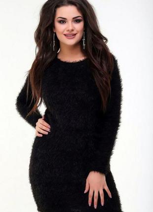 Платье черное травка  стильне чорне плаття-травичка