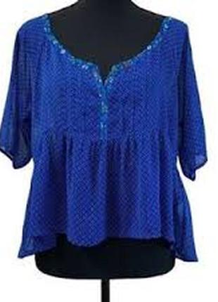 Укорочкенная голубая блуза с короткими рукавами от hollister