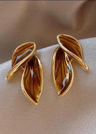 Сережки листочки кульчики