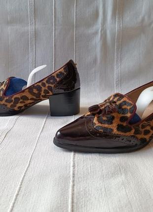 Moda in pelle шкіряні жіночі туфлі лофери леопардовий принт р.37