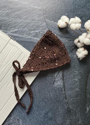 Бонет с пайетками, чепчик с пайетками, косынка с пайетками