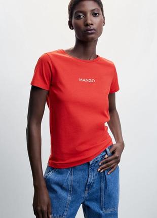 Футболка женская манго, футболка mango, футболка с логотипом mango