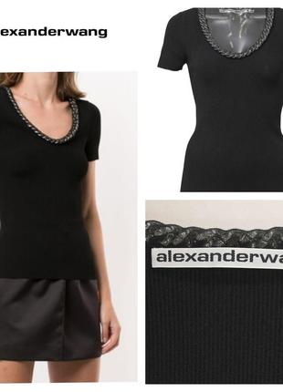 Alexander wang стрейчевая футболка в рубчик "тяжной люкс" размер м