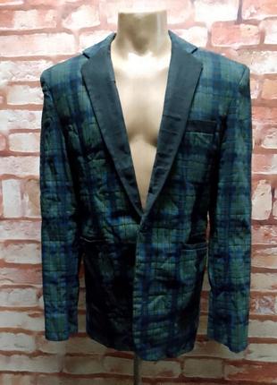 Пиджак хлопок в клетку жатый летний экстравагантный