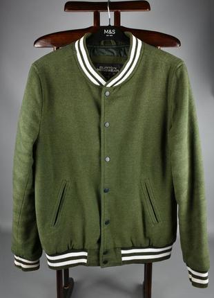 Burton menswear чолоічий бомбер зелений вовняний розмір l
