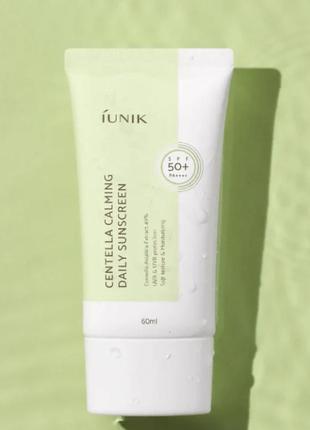 Сонцезахисний крем для обличчя iunik centella calming daily sunscreen spf 50+ pa++++ з екстрактом центелли, 60 мл