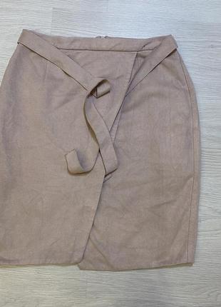 Пудровая юбка под замшу river island,uk12