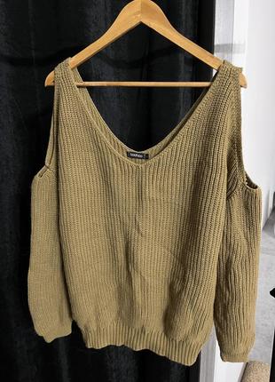 Свитер с открытыми плечами boohoo