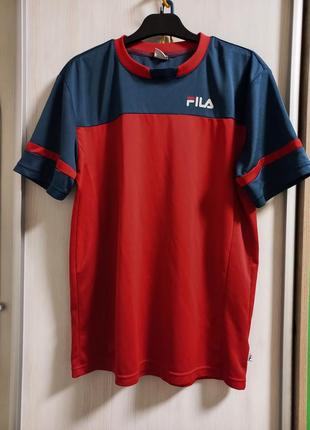 Темно-червона з темно-синім футболка jacket fila