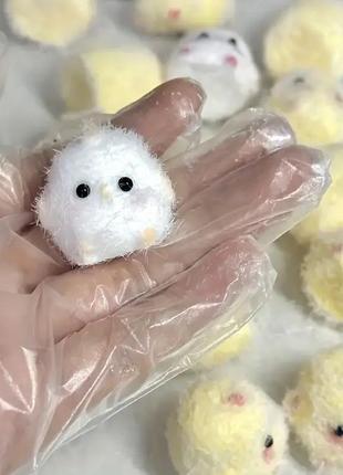 Цыпленок пушистый сквиш мини таба игрушка антистресс с ворсинками