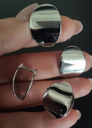 Серьги массивные серебро 925