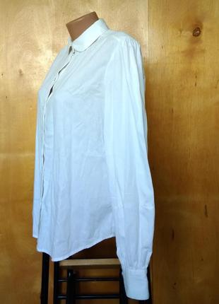 Р 10-12 / 44-46-48 стильная базовая белая блуза рубашка с пышным рукавом хлопок pieces4 фото