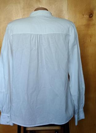 Р 10-12 / 44-46-48 стильная базовая белая блуза рубашка с пышным рукавом хлопок pieces5 фото