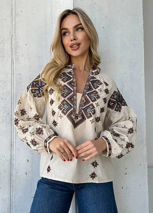 Вышиванка женская коттон  батал xl,2xl,3xl  sin2004-5816rве