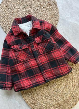 В клетку теплая рубашка на 2-3 года 98 см zara