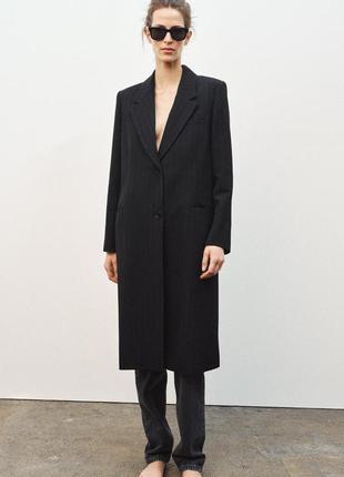 Пальто-сюртук zw collection в мелкую полоску