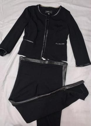 Штаны женские с кожаными вставками