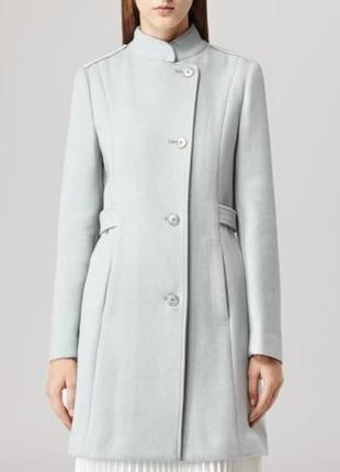 Reiss женское пальто светло-голубого оттенка приталенное кашемировый размер s m