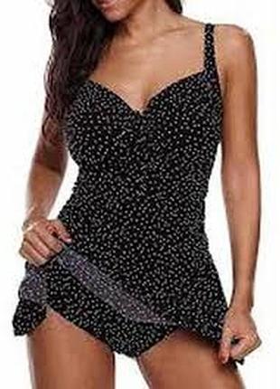 Купальник сдельный размер 46 /12 чашка с d сплошной черный горох с оборкой