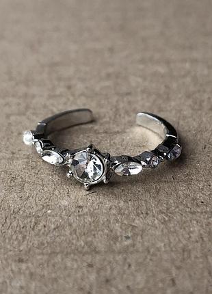 Кольцо 50грн колечко с камнем камушком камнями камушками бриллиантами тонкое серебристое под серебро большого размера 19.5