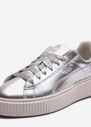 Кроссовки детские оригинальные puma basket platform silver 366031 02 размер (35 1/2) 22см