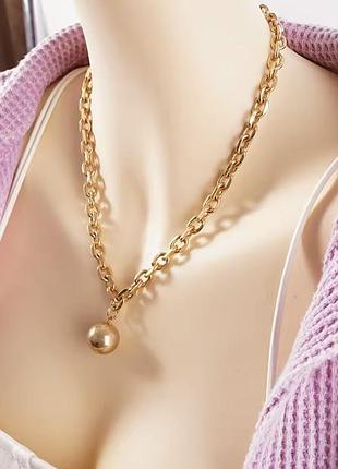 Масивний ланцюжок на шию, підвіска, кулон куля