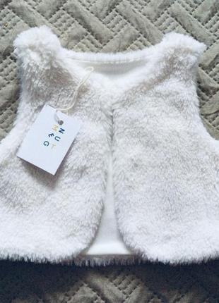 1-3 р. 86-92 зріст nutmeg білосніжне хутряне болеро, застібка - гудзик. довжина 27; пог 29