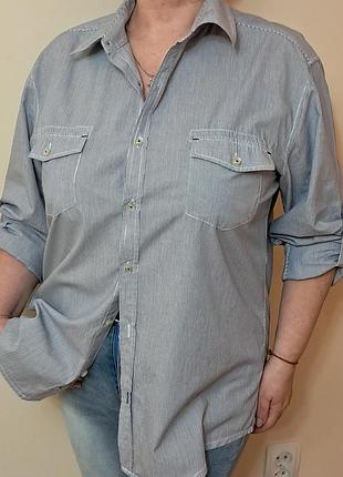Оригинальная рубашка/рубашка в темно синюю полоску, вот бренда denim seventy