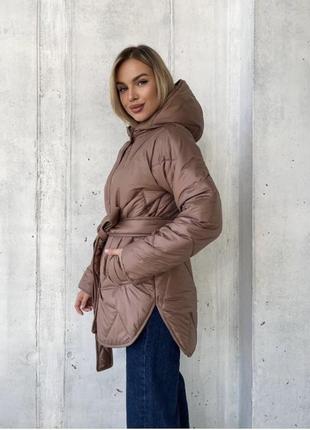 Тепла красива коричнева куртка5 фото