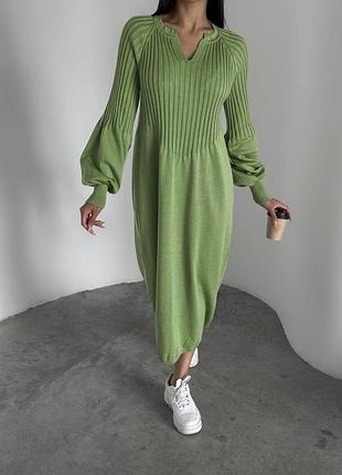 Вязанное платье шерсть кашемир с рукавом