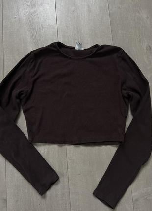 Укорочений шоколадний лонгслів h&m