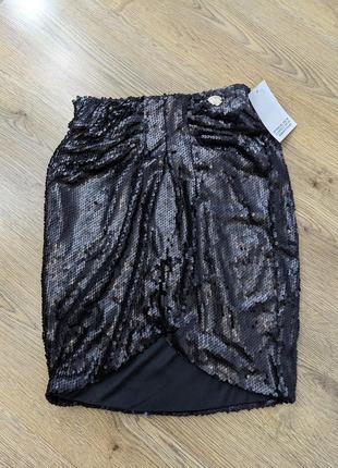 Яркая классная черная юбка с пайетками xs