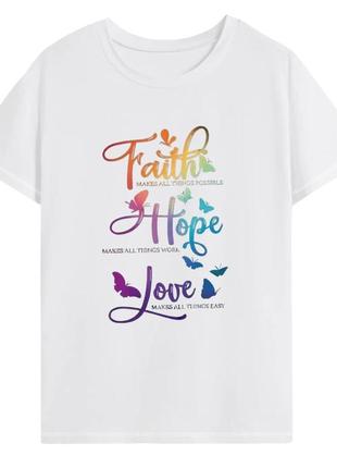 Футболка faith hope love/ вера надежда любовь. оверсайз xl-2xl 50-54