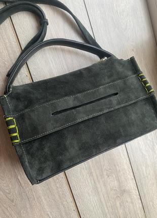 Изумрудная сумка натуральный замши
