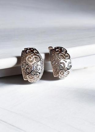 🛍 серьги серебро фианит белый