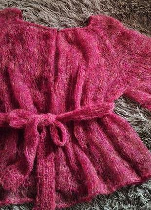 Кофточка паутинка ручной работы цвета - красно-теракотовый