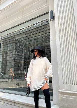 Тепла сукня міні вільного крою з якісної тканини молочна чорна тепла стильна трендова