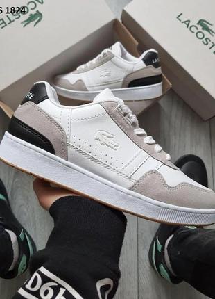 Кроссовки lacoste white beige (бело-бежевые)