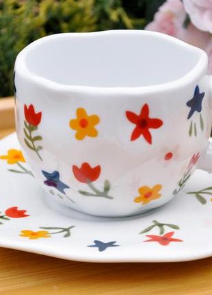 Чашка с блюдцем "цветочная", 290 ml2 фото