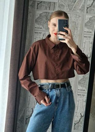 Вкорочена бавовняна сорочка h&amp;м