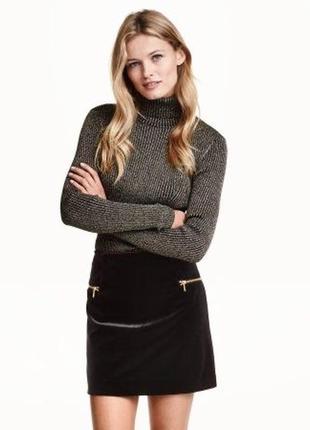 H&m юбка бархат спідниця міні велюрова s-m