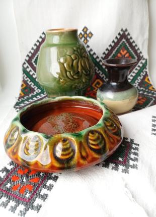 Васильковская винтажная пепельница, горлышка, вазочка и чайница.