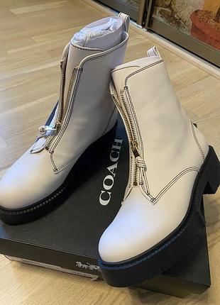 Coach (оригінал) від преміум бренду шкіряні демісезонні ботинки кожаные сапоги черевики