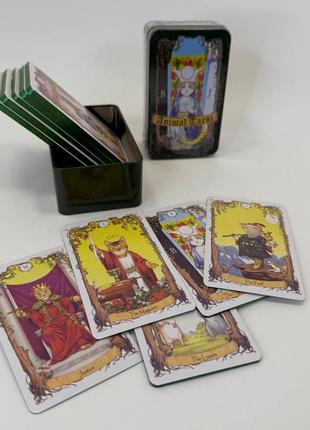 Карти таро animal tarot / таро животных железная коробка блестящий срез