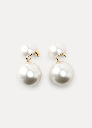 Двойные серьги с искусственным жемчугом