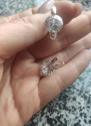 Серьги с камушком серебро 925 проба