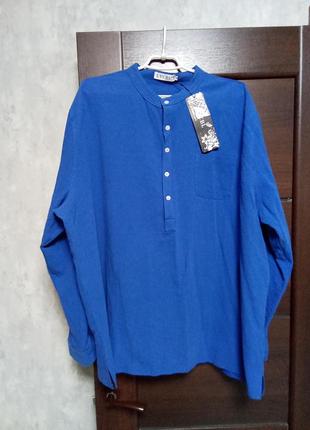 Брендовая новая мужская рубашка из коттона и льна р.3xl.